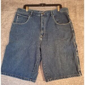 Brooklyn Xpress Mens Blue Denim Carpenter Shorts Relaxed Fit Size 38 Y2K Utility